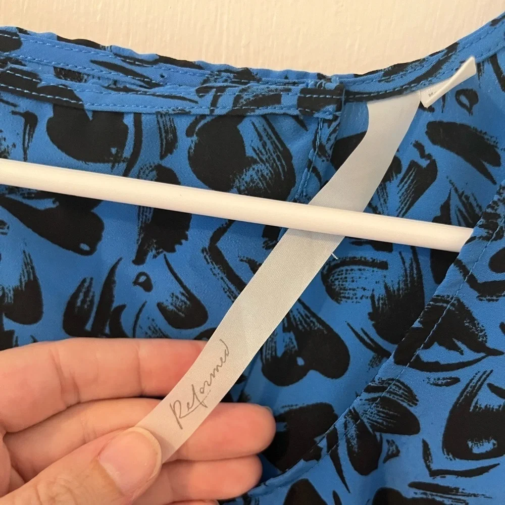 Reformed Urban Outfitters Mini Dress Sleeveless Blue Black Hearts Cutout Small